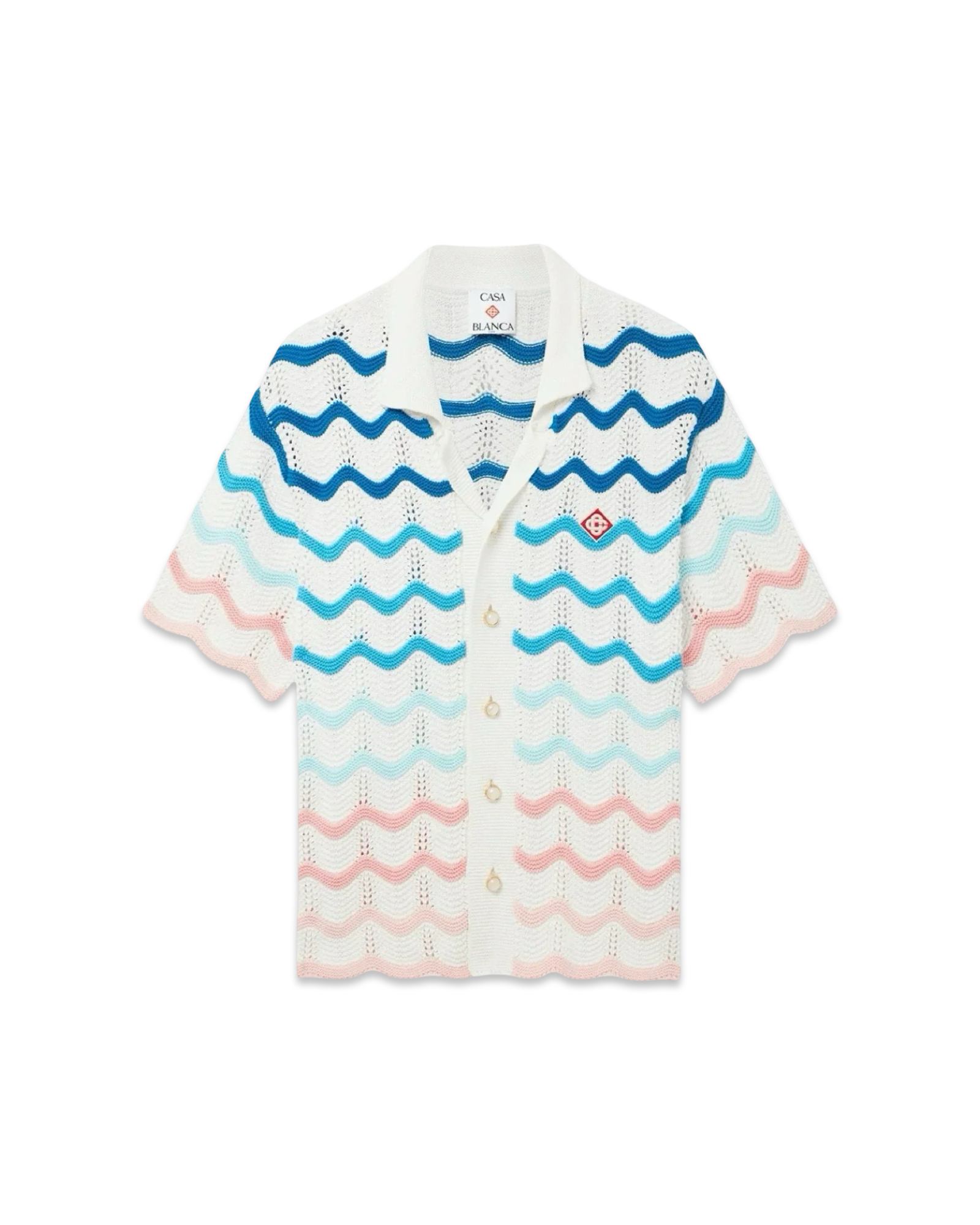 Casablanca Gradient Wave Short Sleeve Crochet Shirt