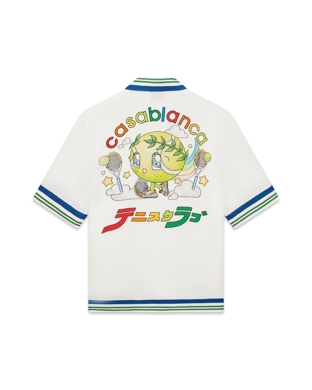 Casablanca Tennis Mascot Short Sleeve Silk Twill Shirt