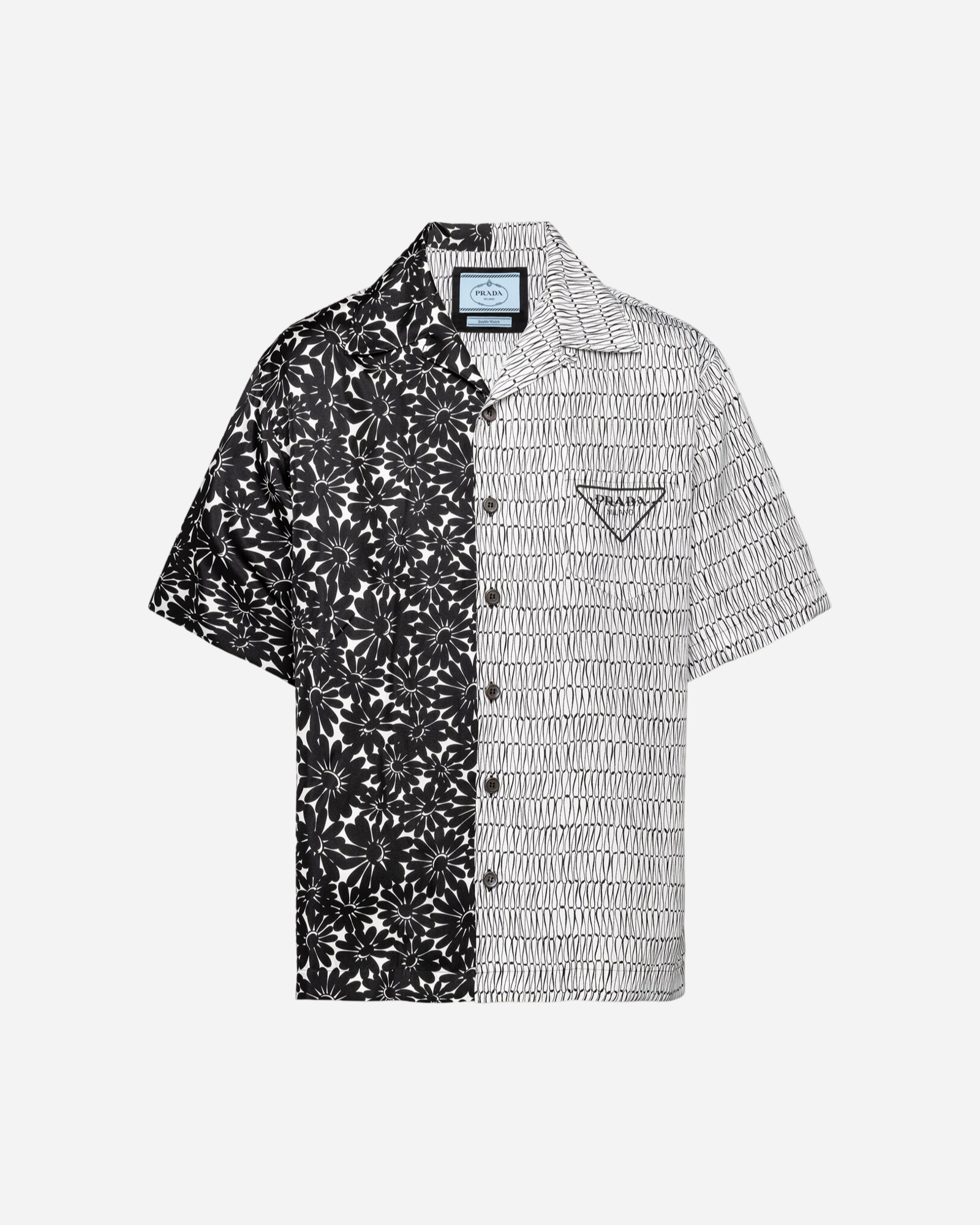 Prada Double Match Silk Shirt 'Black/White'