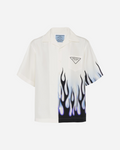 Prada Double Match Silk Shirt 'White/Blue'