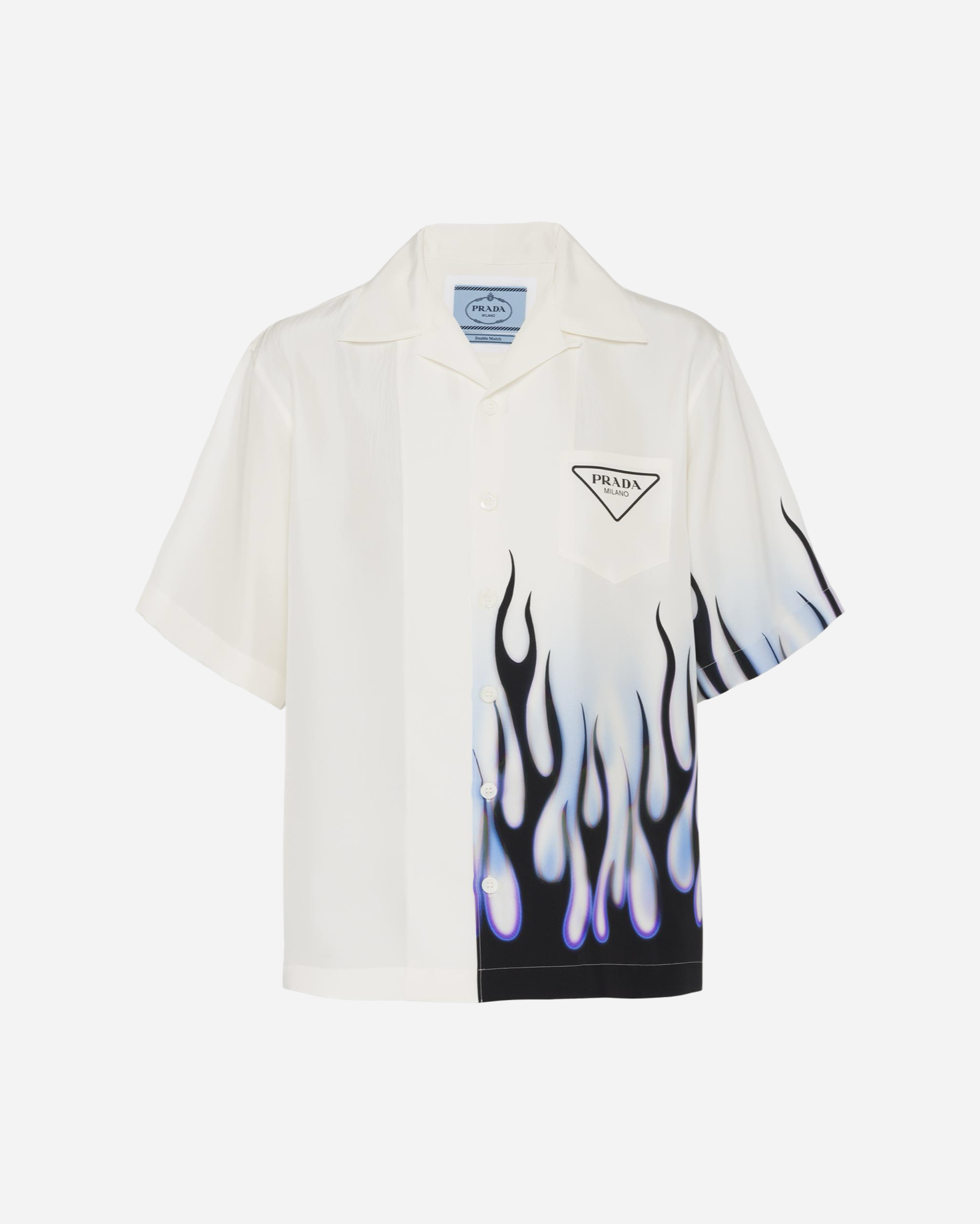 Prada Double Match Silk Shirt 'White/Blue'