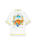 Casablanca White Tennis Landscape Short Sleeve Silk Shirt
