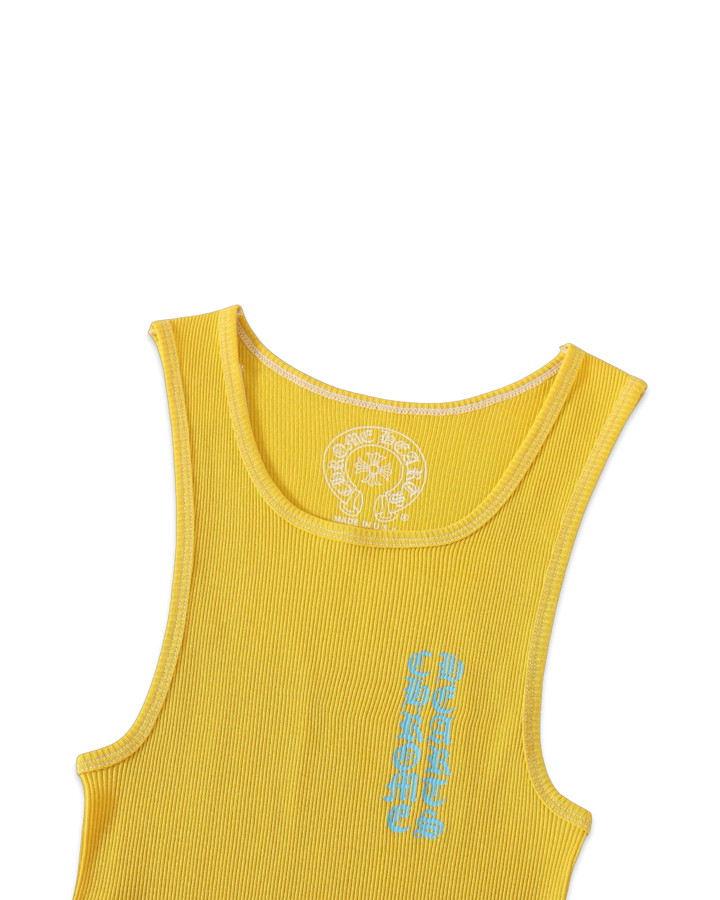 Chrome Hearts Yellow T-Bar Script Rib Tank Top