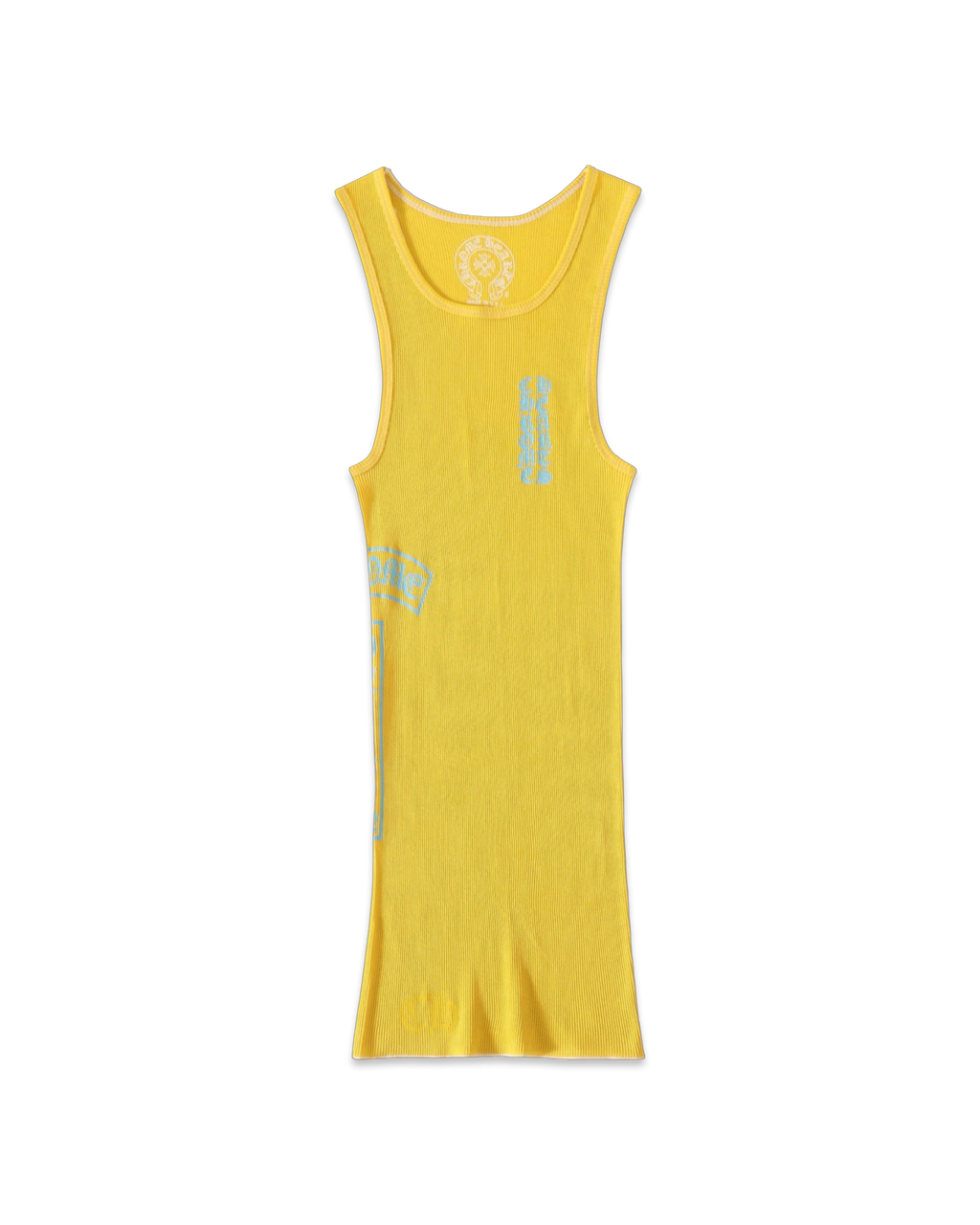 Chrome Hearts Yellow T-Bar Script Rib Tank Top