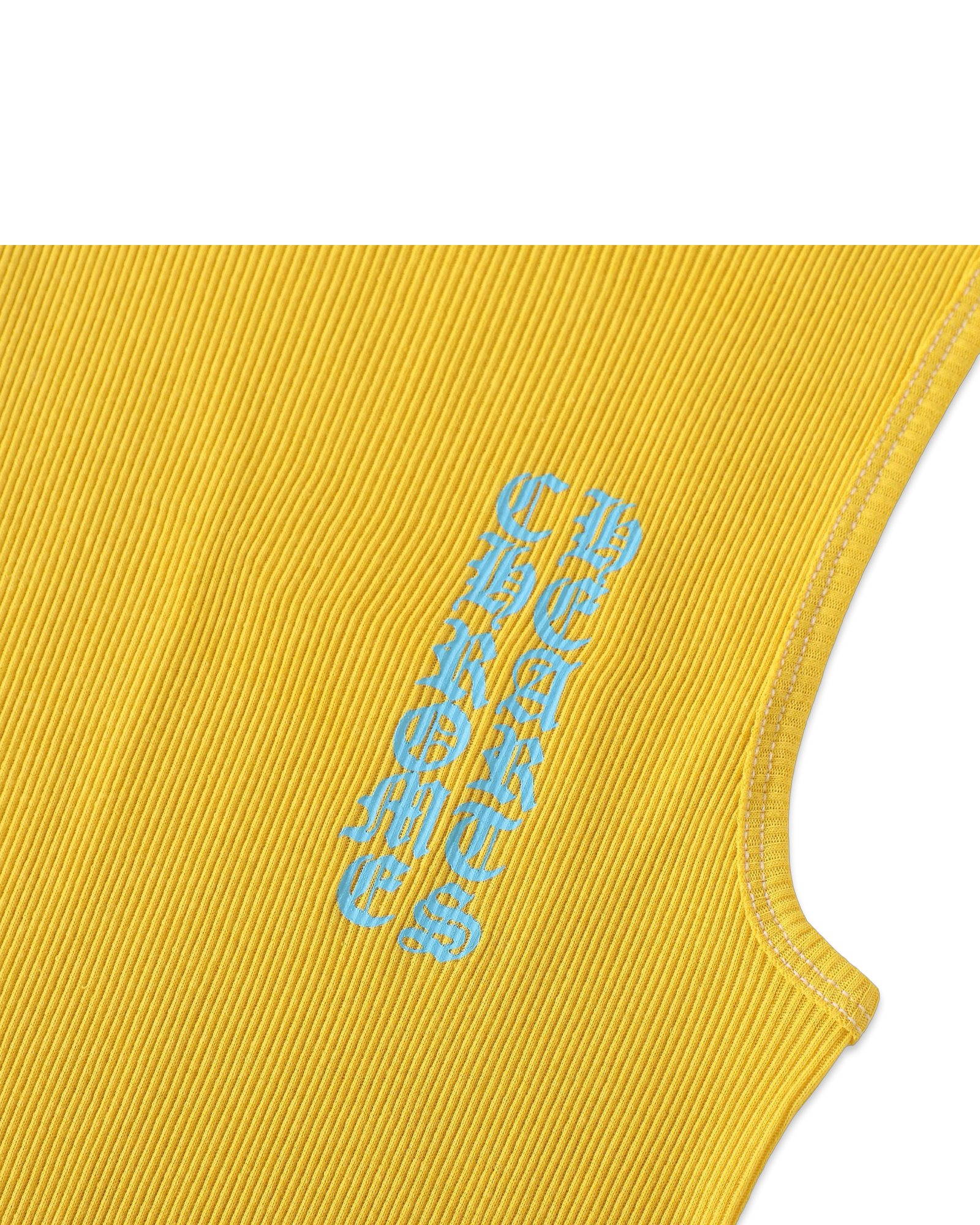 Chrome Hearts Yellow T-Bar Script Rib Tank Top