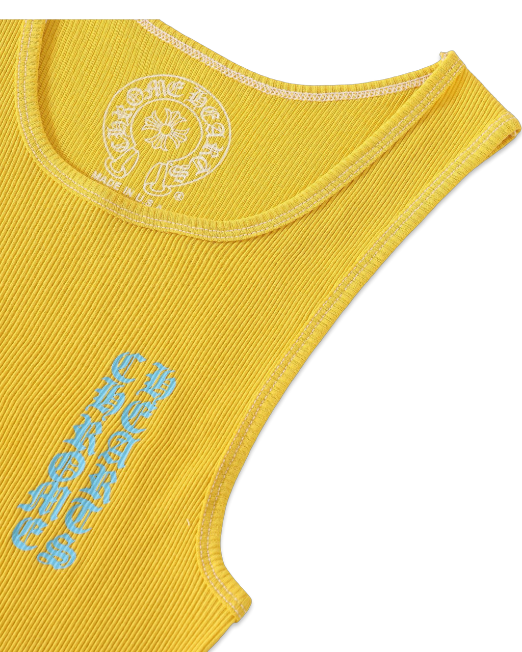 Chrome Hearts Yellow T-Bar Script Rib Tank Top