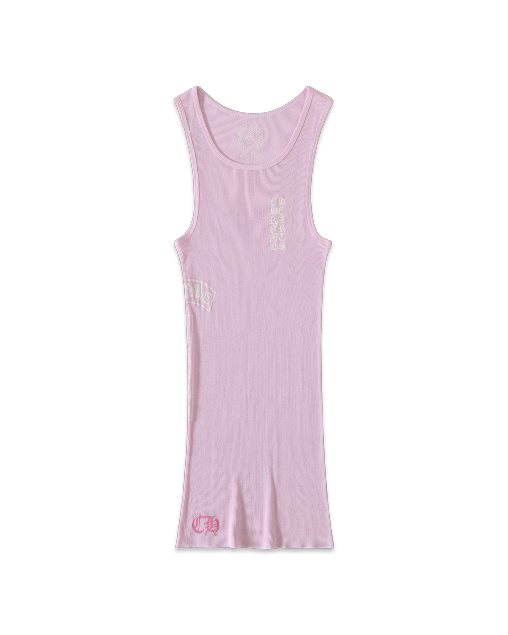 Chrome Hearts Pink T-Bar Script Rib Tank Top