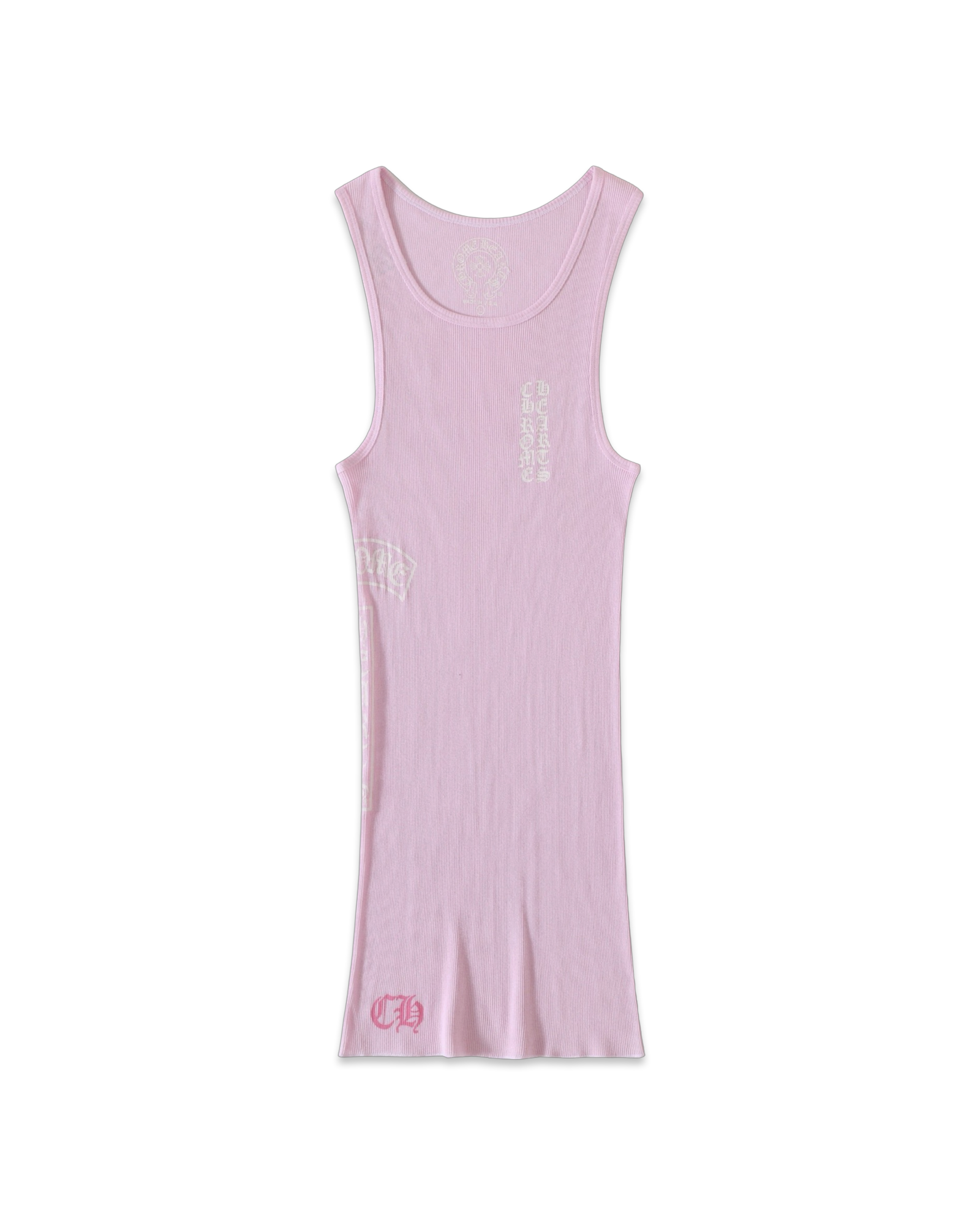Chrome Hearts Pink T-Bar Script Rib Tank Top