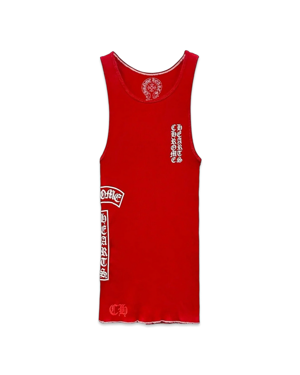 Chrome Hearts Red T-Bar Script Rib Tank Top