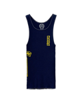Chrome Hearts Navy Blue T-Bar Script Rib Tank Top