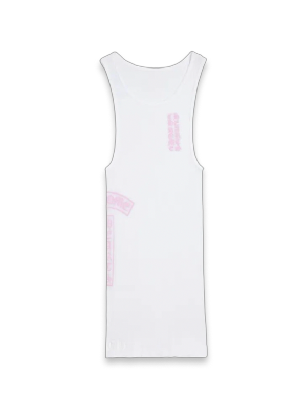 Chrome Hearts T-Bar Script Rib Tank Top White/Pink