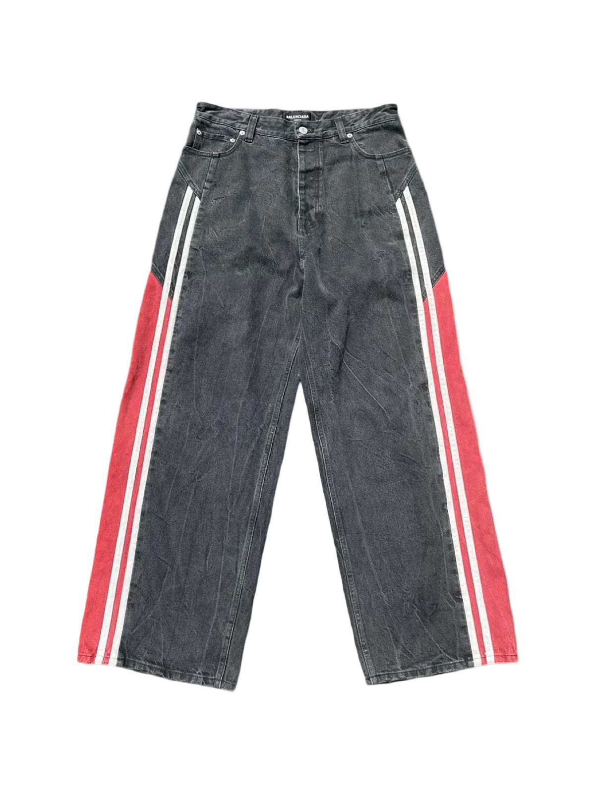 Balenciaga 3B Sports Denim Track Pants 'Red'