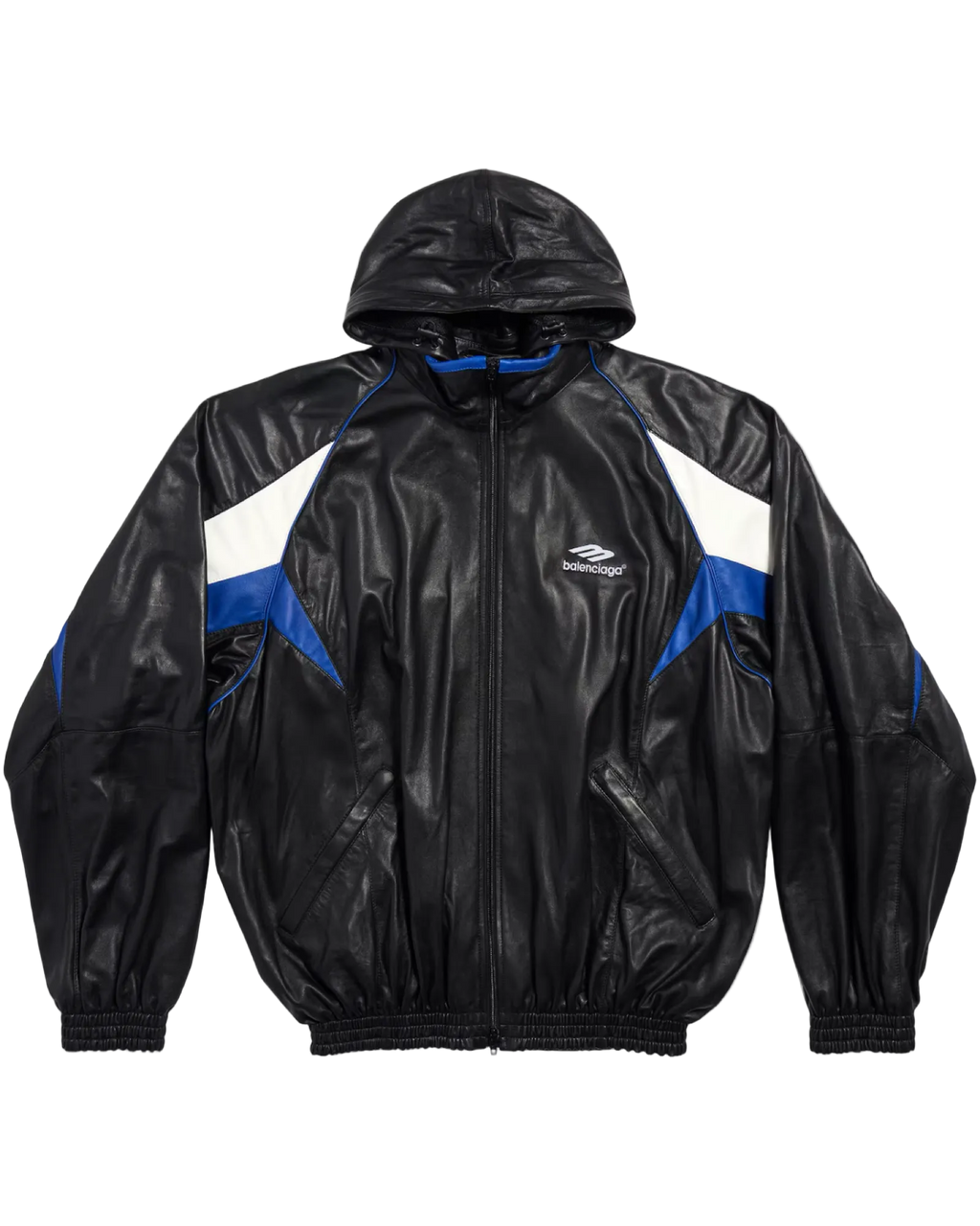 Balenciaga 3B Sports Icon Leather Track Jacket 'Blue Black'