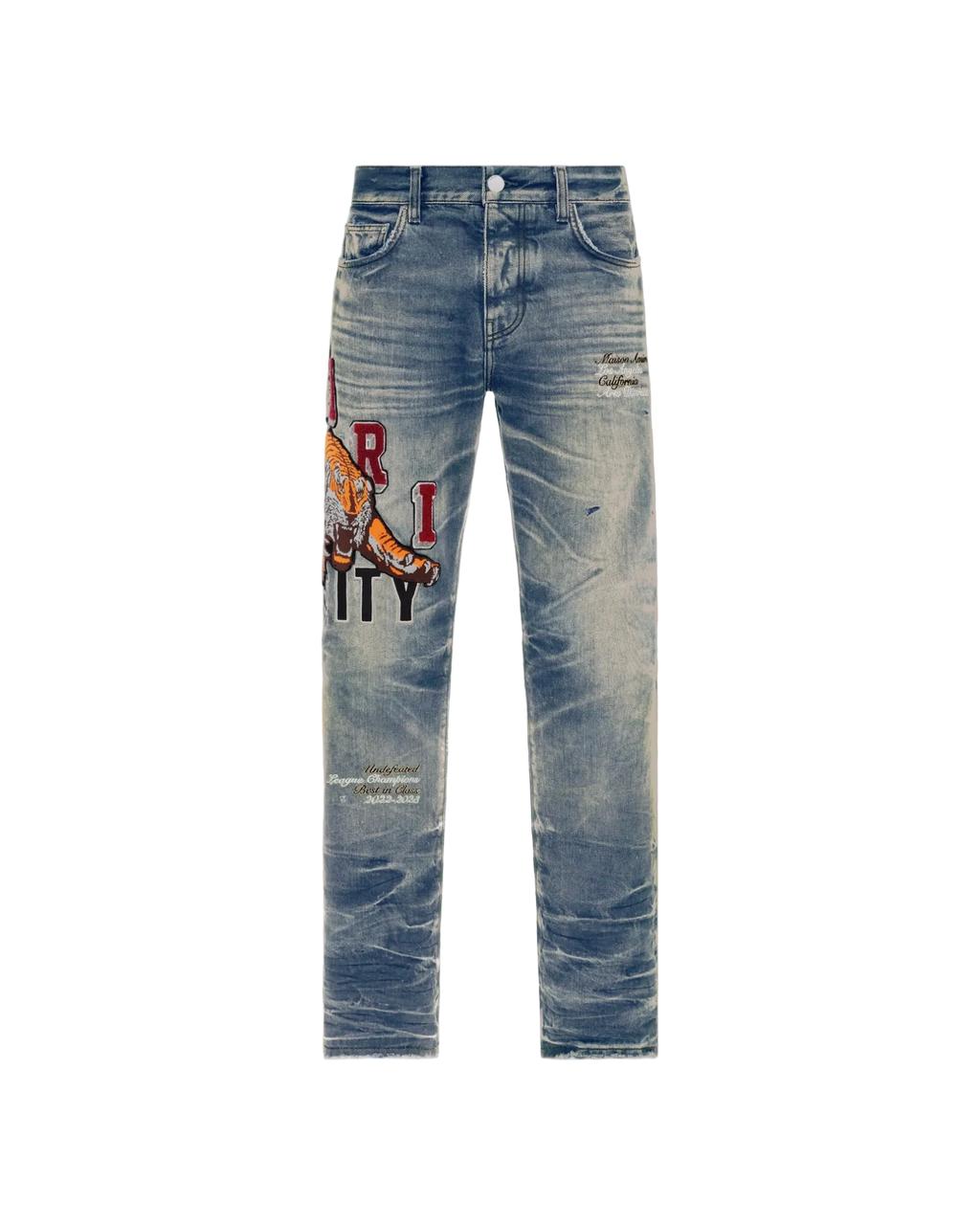 Amiri Indigo Varsity Tiger Jeans