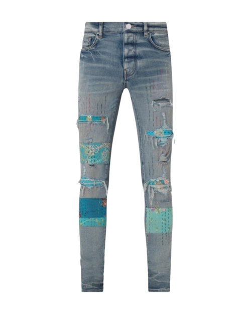 Amiri Vintage Quilt Art Patch ClayIndigo Jeans