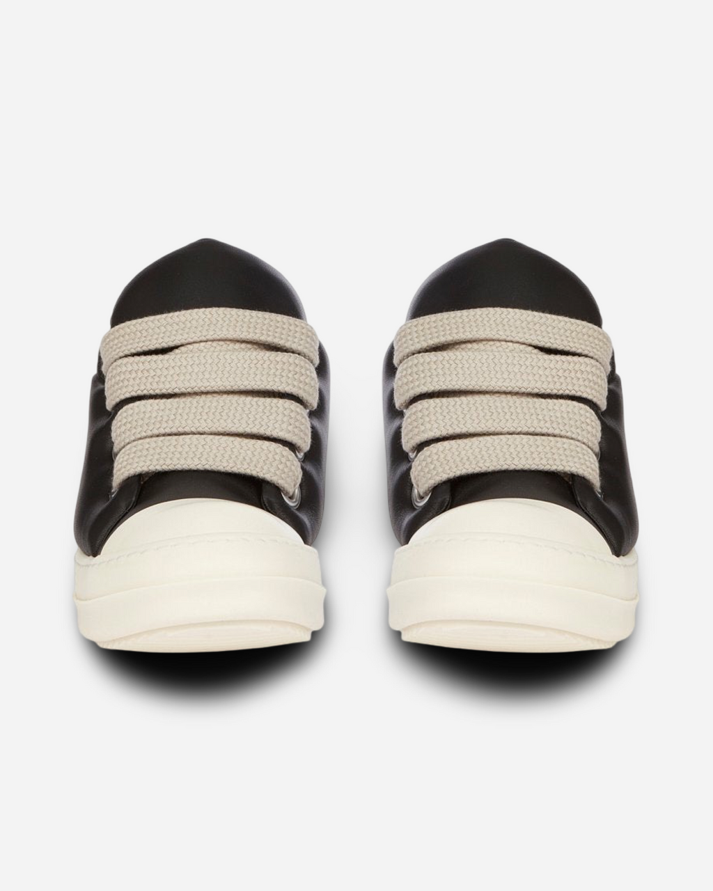 Rick Owens JumboLaced Padded Ramones Low Top Leather Sneakers 'Black/Milk'