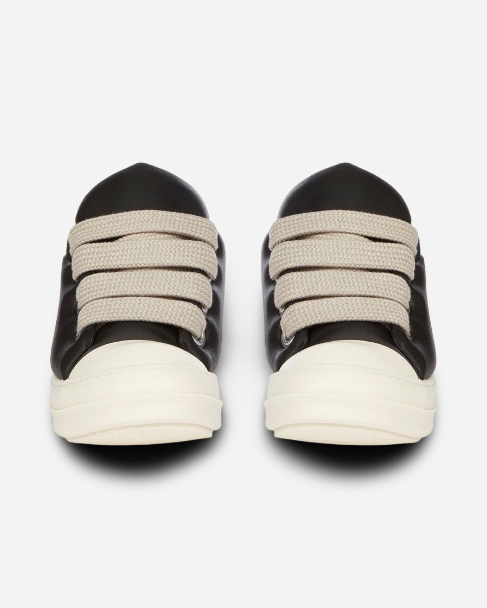 Rick Owens JumboLaced Padded Ramones Low Top Leather Sneakers 'Black/Milk'