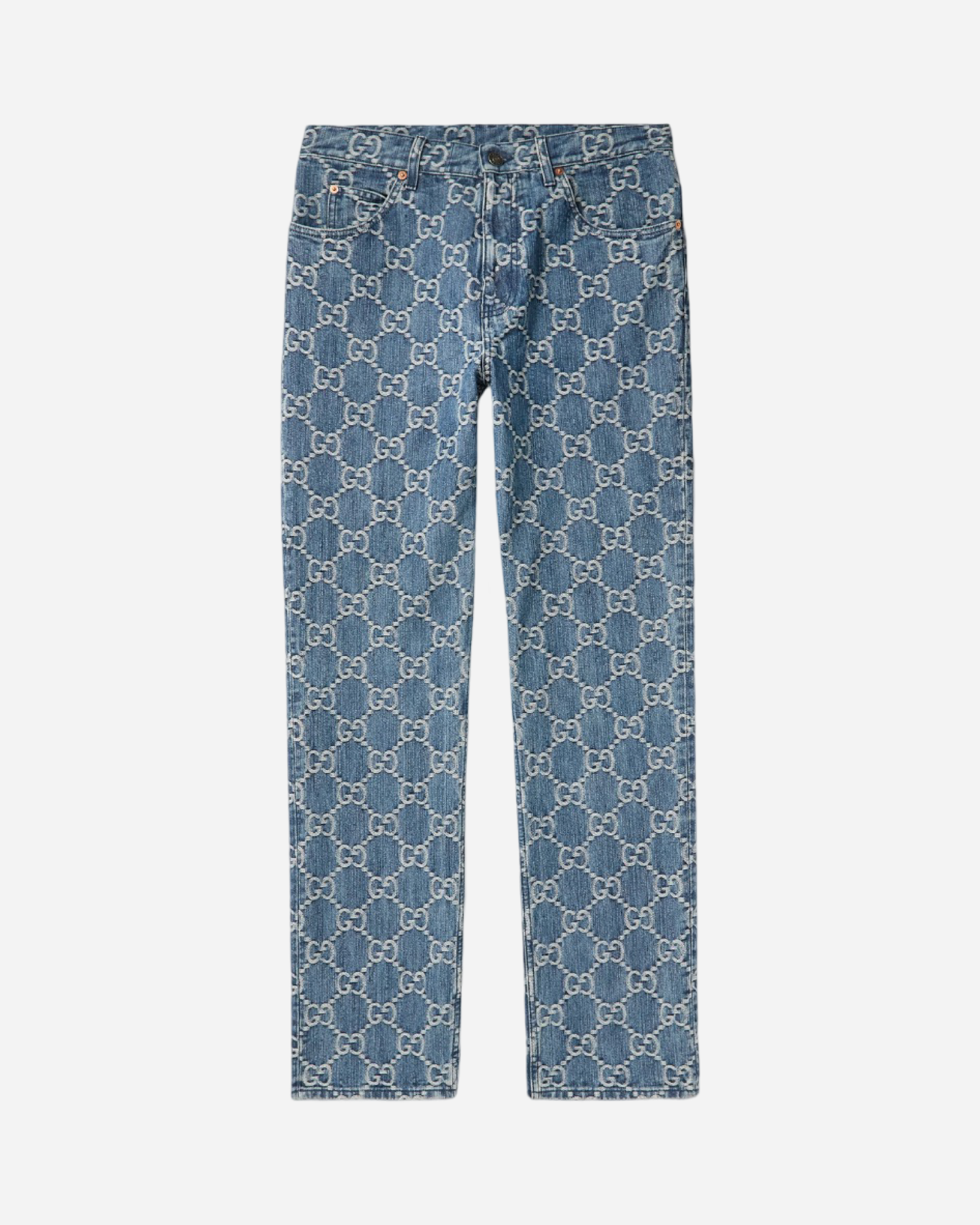 GUCCI Slim-Fit Tapered Logo-Jacquard Jeans