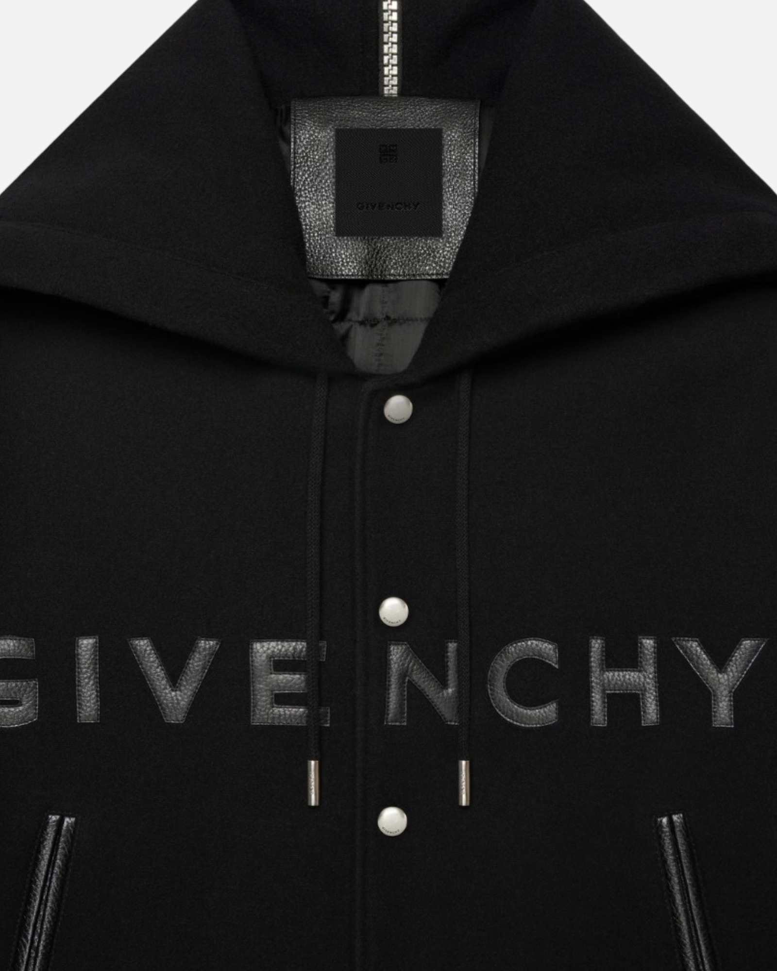 Givenchy Hooded Varsity Leather Jacket 'Black'