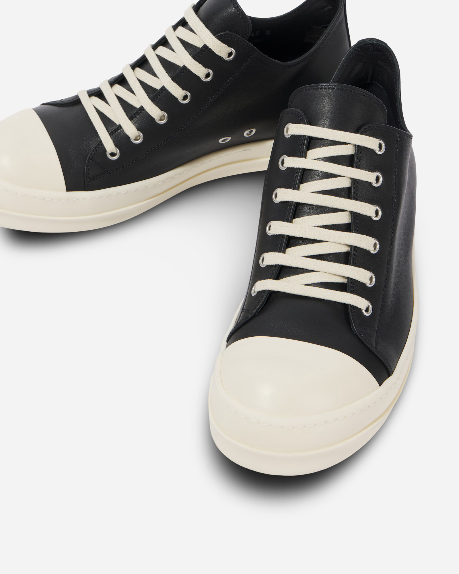 Rick Owens Mens Porterville Sneaks Low Top Leather Sneakers 'Black'