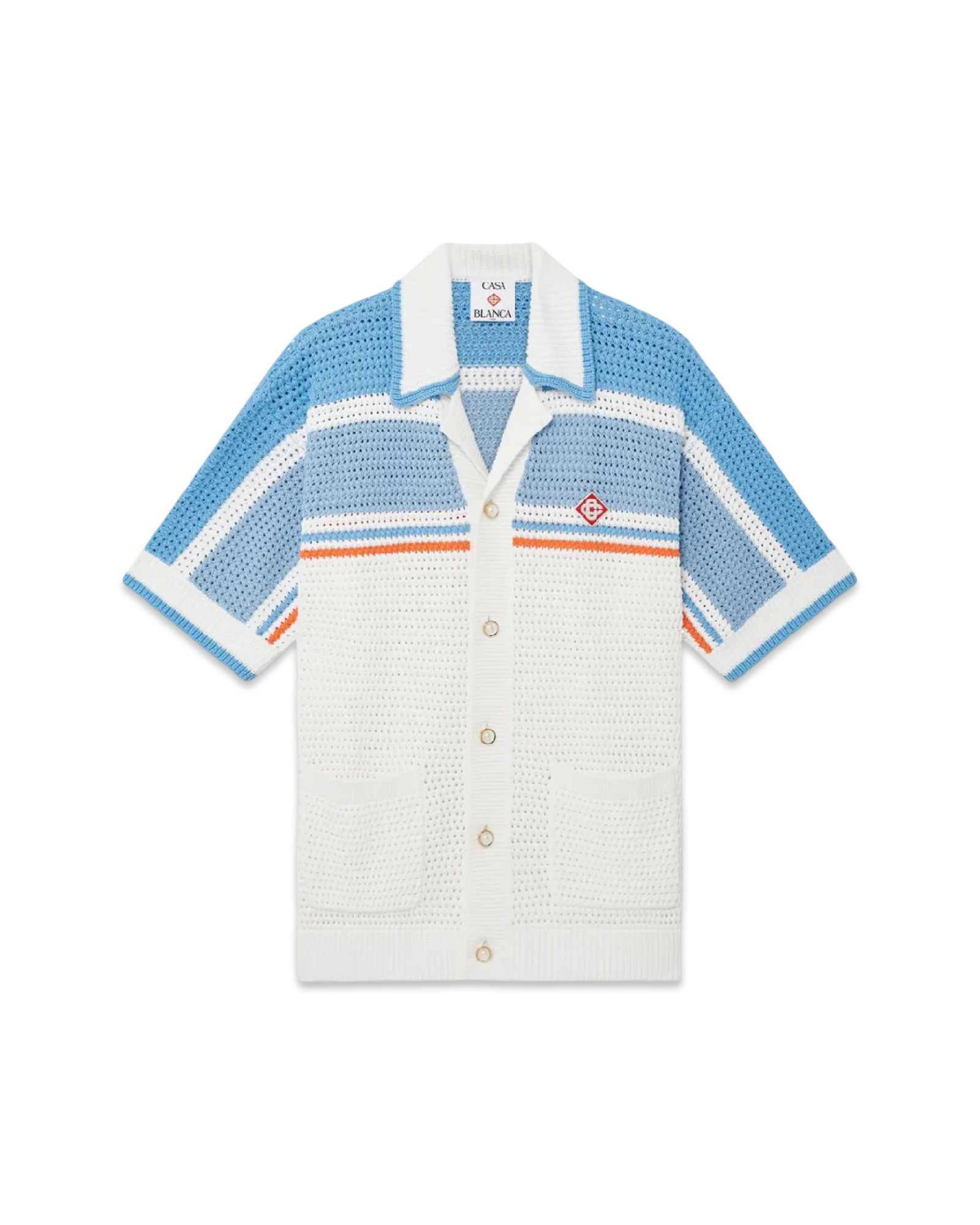 Casablanca Cotton Tennis Short Sleeve Crochet Shirt