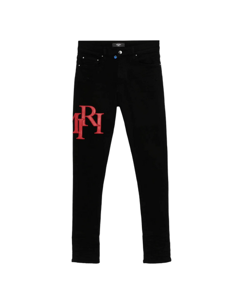 Amiri Staggered Logo Embroidered Jeans