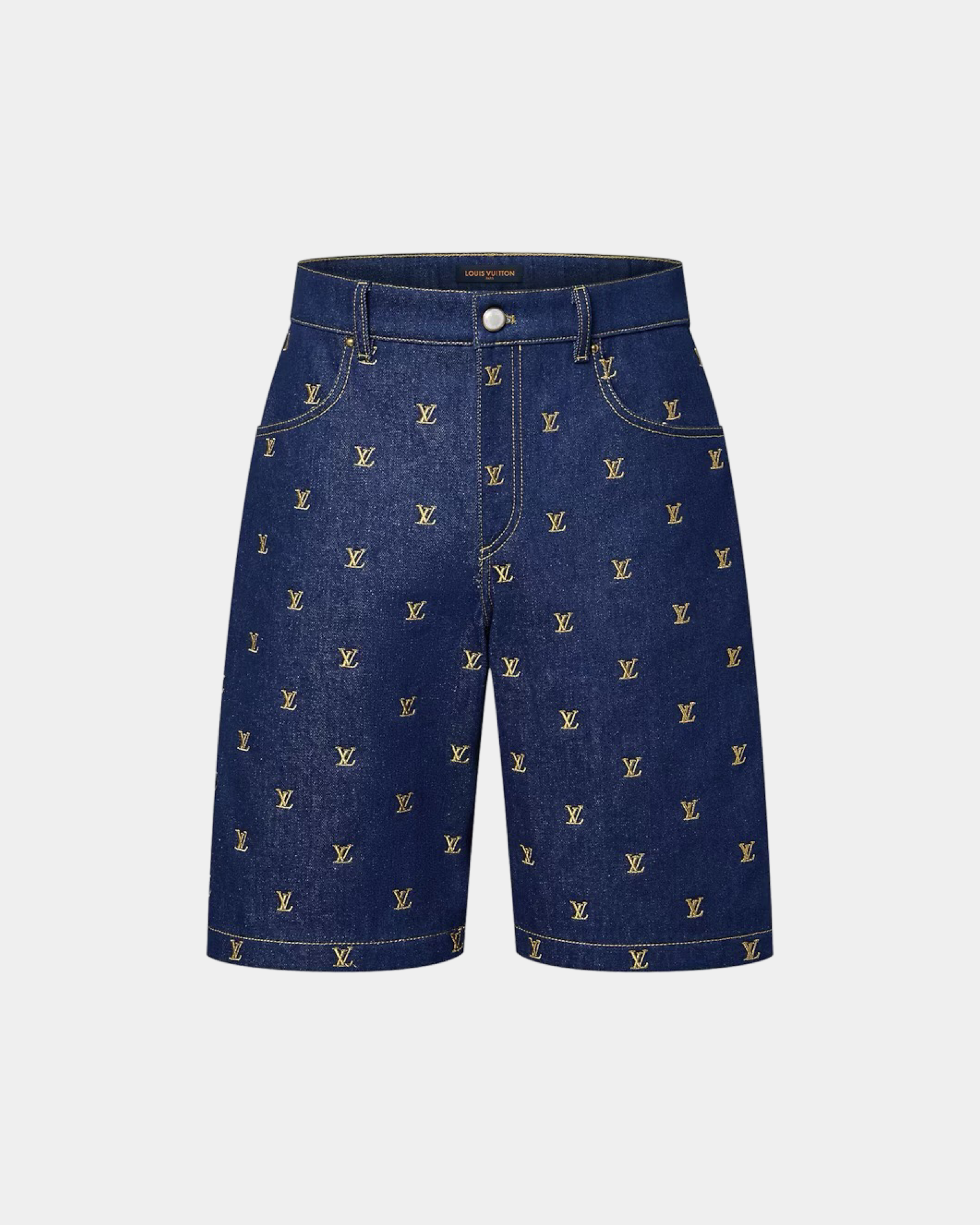 Louis Vuitton Embroidered Signature Denim Shorts - Creps City
