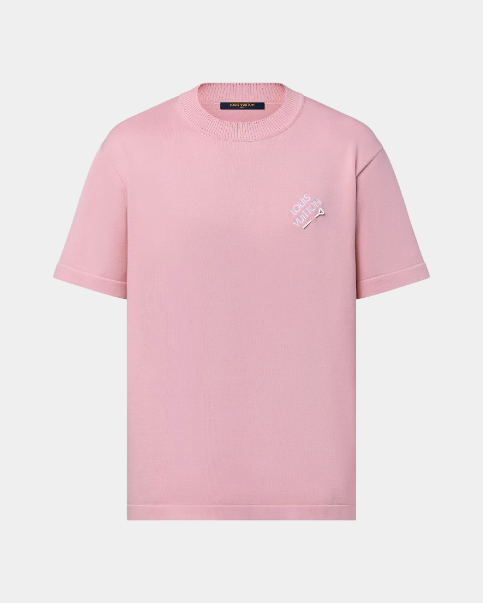 Louis Vuitton Embroidered Signature Short-Sleeved Cotton Crewneck Coral Blush - Creps City