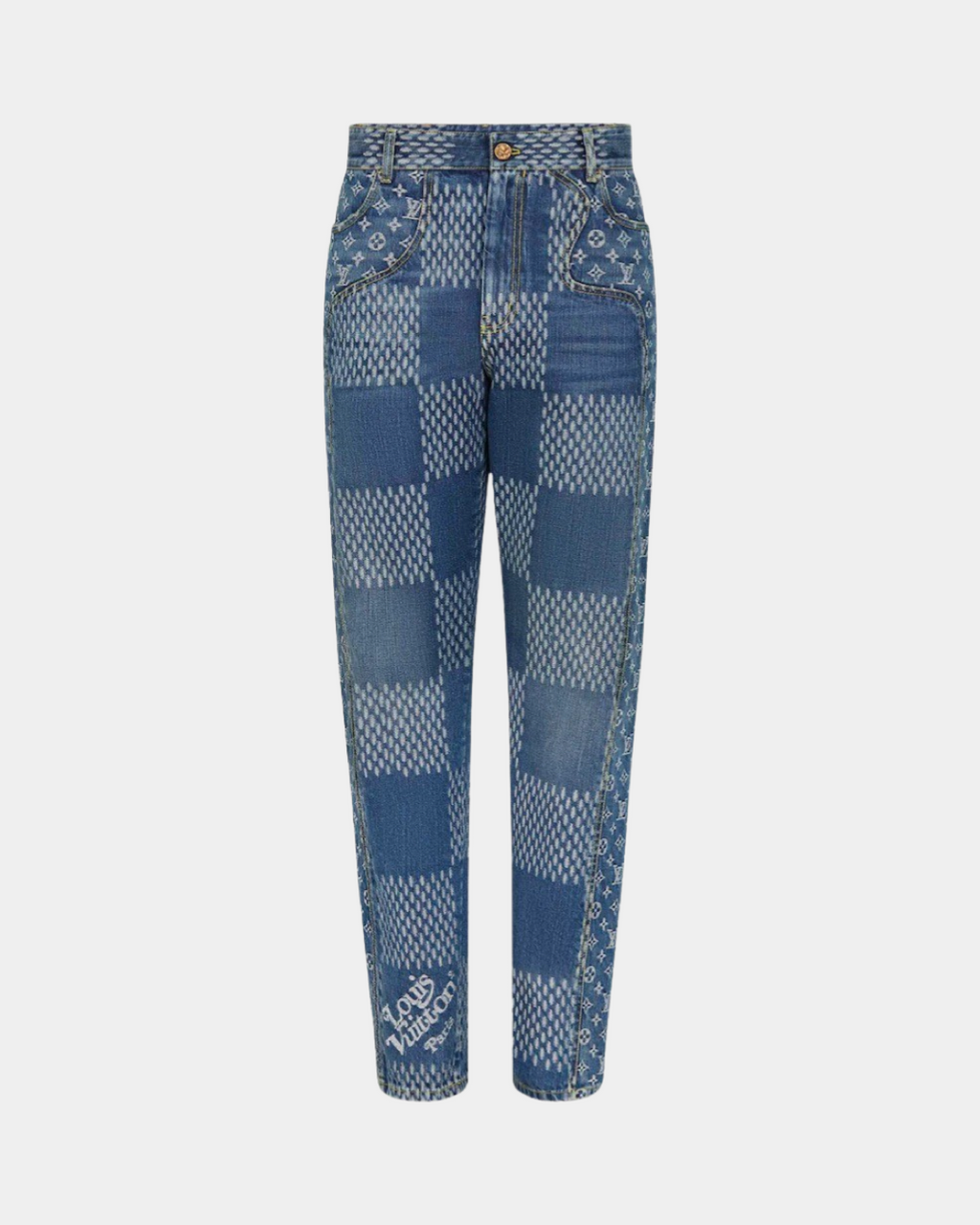 Louis Vuitton x Nigo Giant Damier Waves MNGM Denim Pants Indigo - Creps City